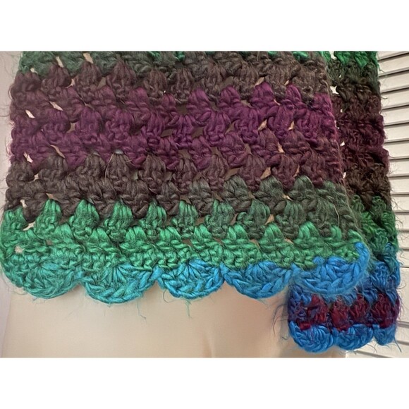 Soft Multicolor Stitched  Scarf Hand Crocheted 100% Acrylic Yarn Handmade - Picture 4 of 4